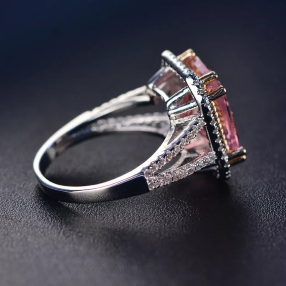 🔥LAST 1🔥NEW PRINCESS CUT SIMULATED PINK SPINEL RING - Picture 11 of 12